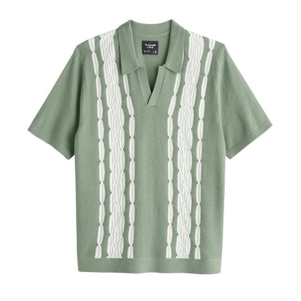 Green a&f knit stitched polo